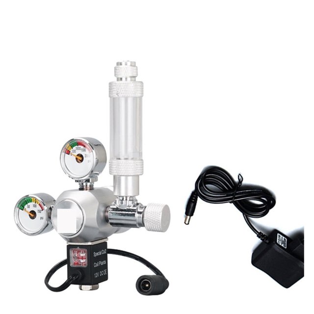 Régulateur de CO2 pour Aquarium avec Compteur de Bulles, Valve de Réglage Fin, Équipement Électromagnétique de Réduction de Pression CO2 Rotatif à 360°, Installation Facile