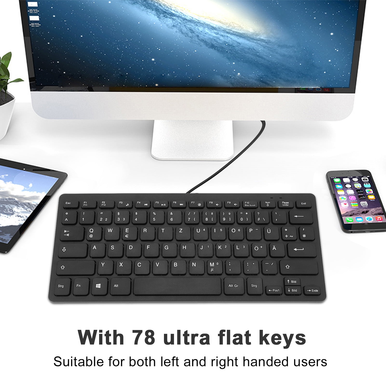 78,Key Ultra,Thin Keyboard: English/Bilingual, USB Wired, Spill,Resistant, Plug Play For Home Or Office
