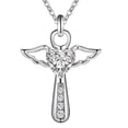thumbnail image 1 of Aoxiang-collar de Plata de Ley 925 con cadena de 18-30 pulgadas, corazón cruzado, circonita AAA púrpura/blanca para mujer, joyería con dijes de boda, 1 of 2