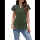 thumbnail image 1 of Blusas Elegantes Informales de Vestir para Mujer, Blusas de Corta con Volantes y Cuello en V, Blusas de Trabajo de Negocios Elegantes Verde M, 1 of 8