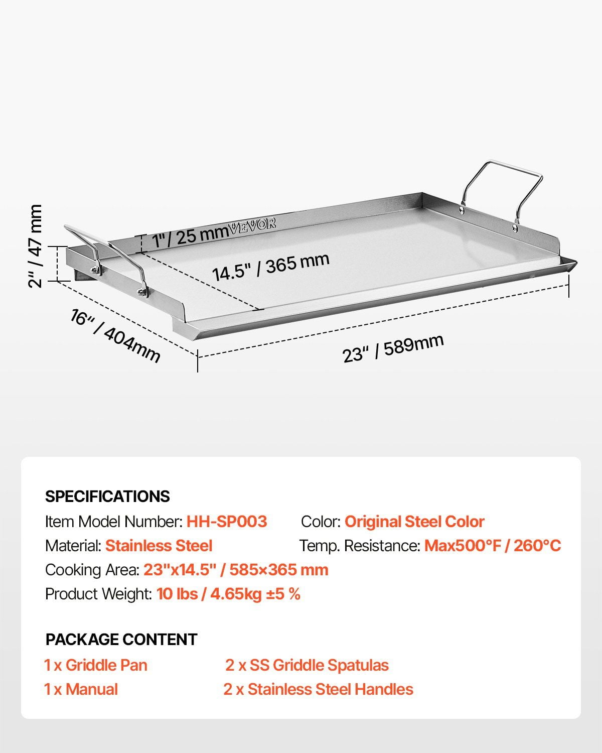 Universal 23x16 BBQ Grill Pan – Flat Top Griddle Stainless Steel – Perfect for Camping & Backyard Cooking