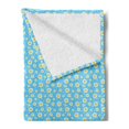 thumbnail image 2 of Yellow and Blue Soft Flannel Fleece Blanket, Cartoon Chamomiles Blooms and Dots Fresh Spring Season Elements, Cozy Plush for Indoor and Outdoor Use, 50" x 70", Yellow White and Blue, by Ambesonne, 2 of 5