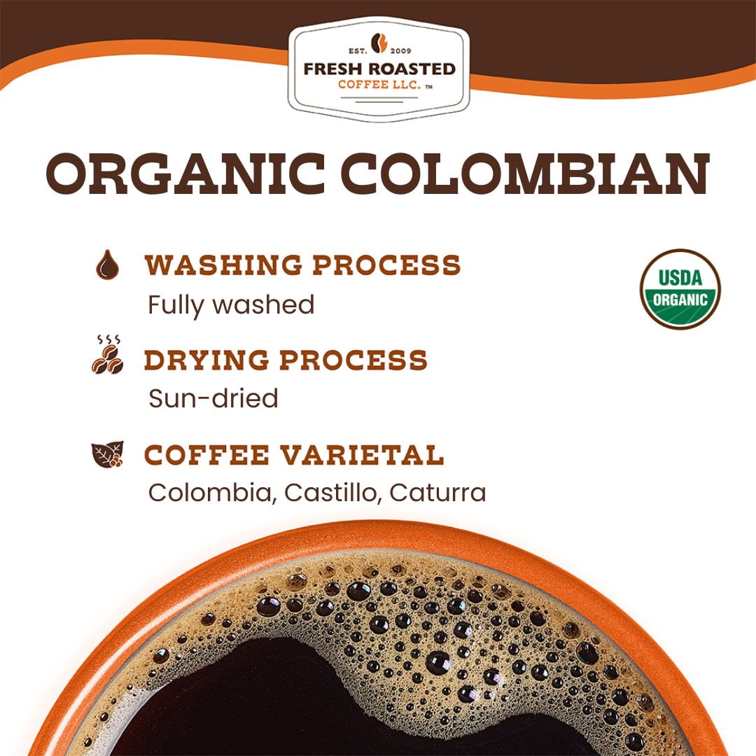 Fresh Roasted Coffee, Organic Colombian Coffee, Medium Roast, Drip Ground, 32 oz 2 lbs