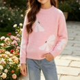 thumbnail image 3 of Afuyipoi Girls Dragonfly Print Long Sleeve Pullover Sweater for Kids Size 3-12Y Fall Winter Playwear Pink Size 5T, 3 of 9