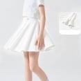 thumbnail image 2 of Eltusu Girls Skirts, Solid Color elastic Waistband Pleated Casual Mini Skirts White Size 5-6 T, 2 of 6