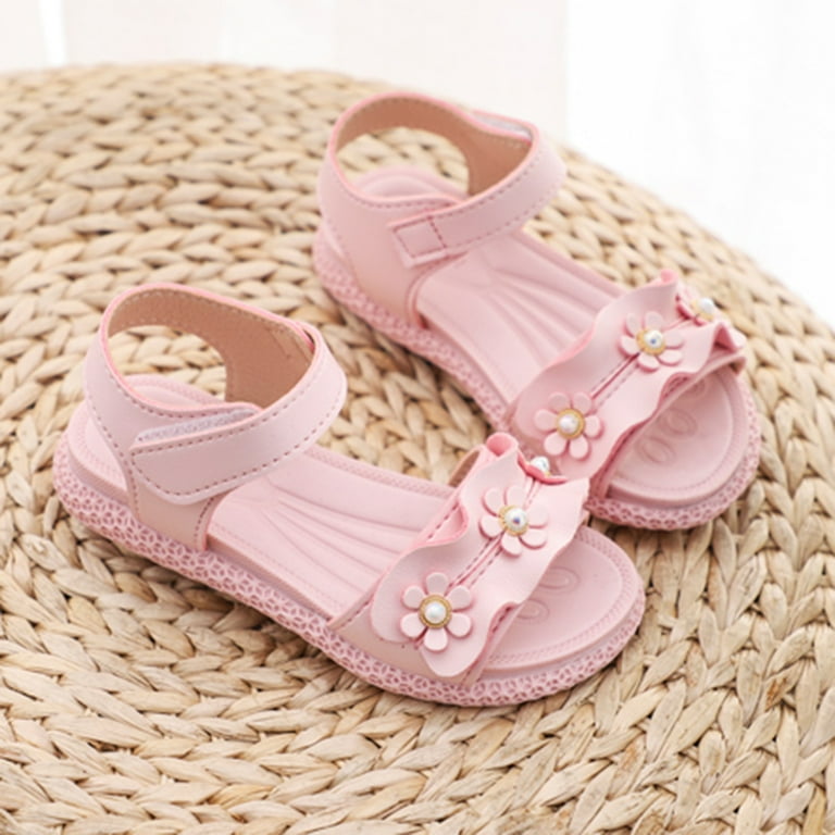 yinguo girls casual non slip princess soles soft shoes pearl sandals baby lace baby shoes pink 28 Walmart