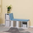 thumbnail image 2 of HOMCOM 5-Cubby Bookcase with Cushioned Reading Nook, Blue, 2 of 10