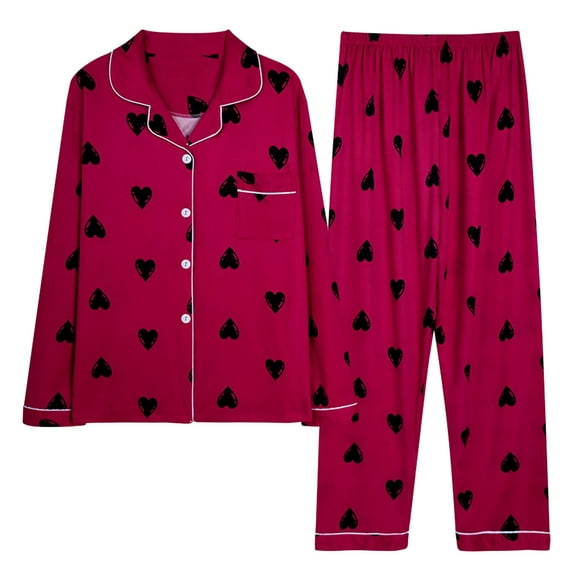 RKSTN Womens Pyjama Ensembles Légers Imprimé Floral Décontracté à Manches Longues Tops avec Pantalons Longs Lâches Deux Pièces Pajamas Set