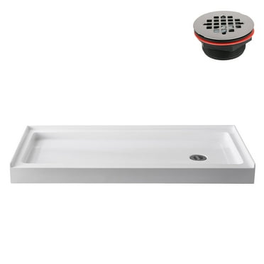 Streamline GB-512-52 60 in. x 30 in. Alcove Acrylic Shower Base in Glossy White With Right Drain, ABS Drain Included