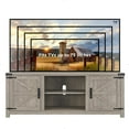 T4TREAM Farmhouse TV Stand for TVs Up to 75 inches, Wood Barn Door