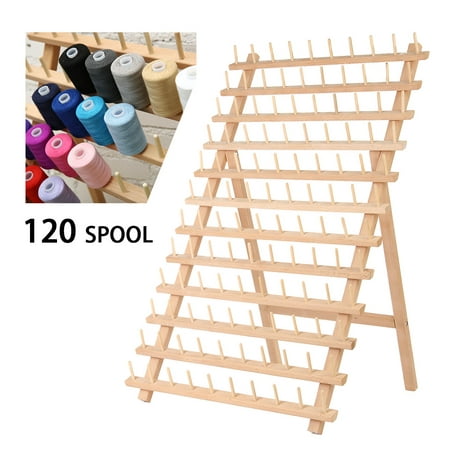 120 Spool Foldable Thread Rack Wood Thread Holder Thread Wooden Storage Rack Thread Spool Stand Sewing Cone Storage Organiser Quilting Embroidery Bobbin Orgainzer&Rack Sewing (Best Invisible Thread For Quilting)