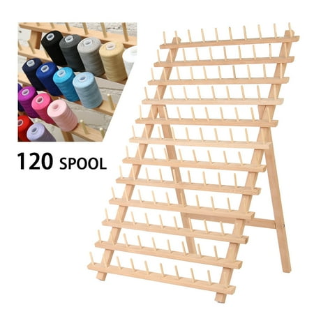 120 Spool Foldable Thread Rack Wood Thread Holder Thread Wooden Storage Rack Thread Spool Stand Sewing Cone Storage Organiser Quilting Embroidery Bobbin Orgainzer&Rack Sewing