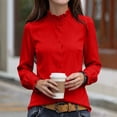 thumbnail image 2 of jjayotai Women's Button down Shirts Long Sleeve Smocked Cuffed Ruffle Collar Blouses Fall Work Business Casual Tops, 2 of 6