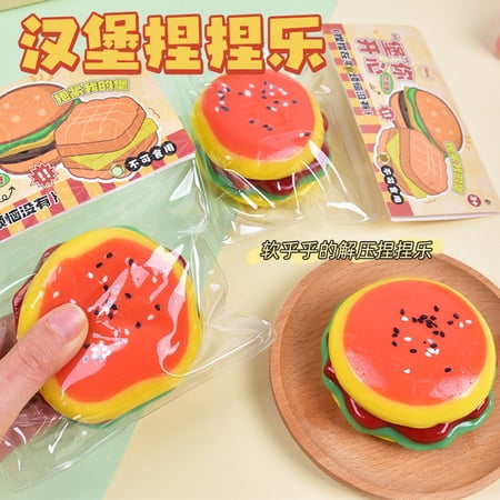 Darzheoy Hamburger Squeeze Toy Slow Rising Stress Relief Realistic Soft Rubber Squeeze Sensory Fidget Toy for Anxiety Release for Boys Girls Adults
