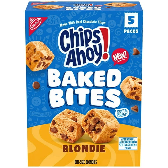(3 Pack) CHIPS AHOY! Chocolate Chip Cake Bites, Baked Blondie, 5 - 1.5 oz Packs Shelf Stable Cardboard Box