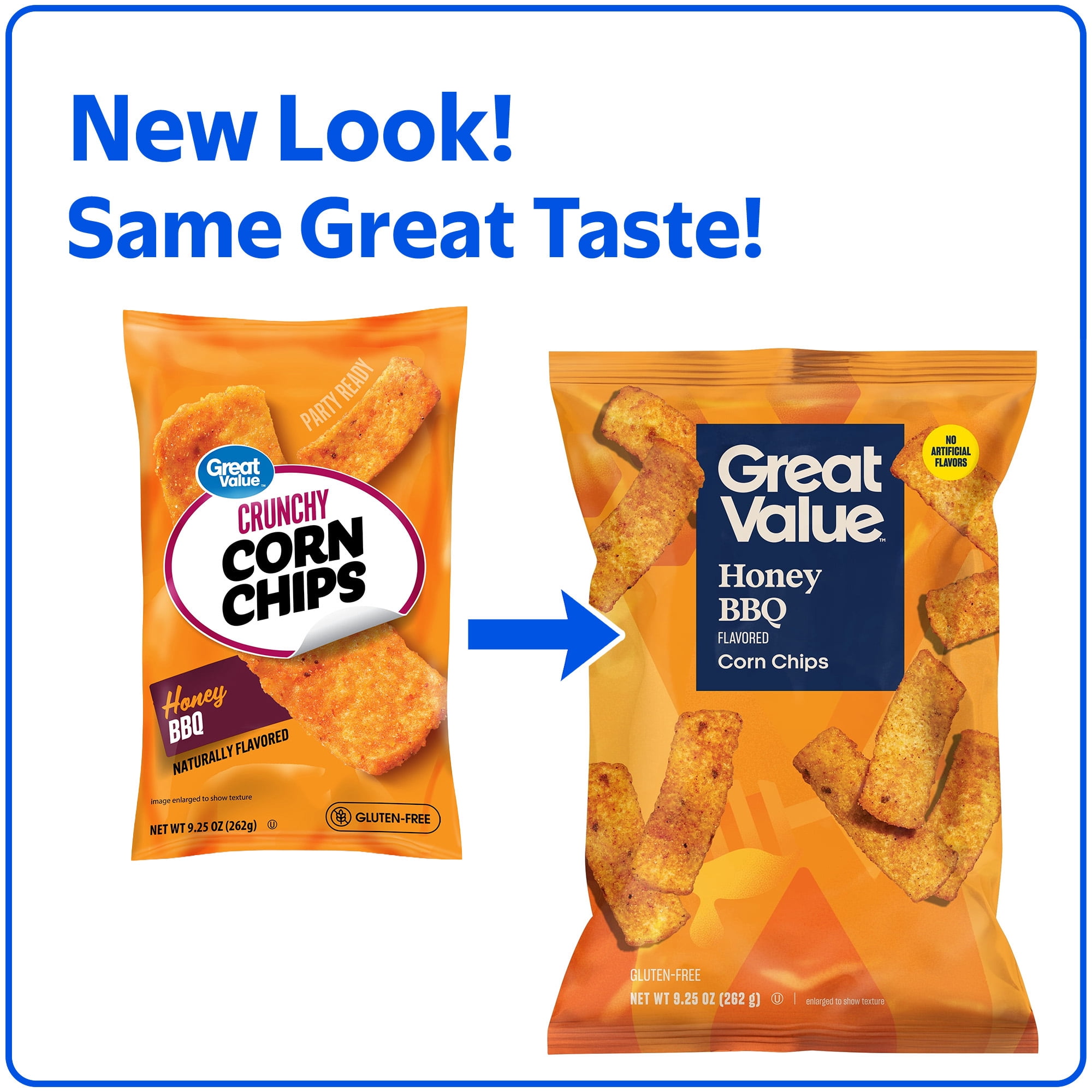 Great Value Honey BBQ Flavored Corn Chips, 9.25 oz
