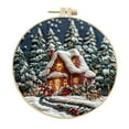 thumbnail image 2 of Christmas Forest Snow House DIY Hand Embroidery Kit - Complete Fabric Material Set with Needles & Threads - 15cm Hoop - Holiday Craft & Gift Idea, 2 of 4