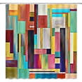 thumbnail image 5 of Abstract Multicolor Shower Curtain Yellow Green Blue Orange Colorful Geometric Color Art Striped Bathroom Polyester Curtains for Home Decor, 72 x 72In(180 Wx 180cm H), 5 of 5