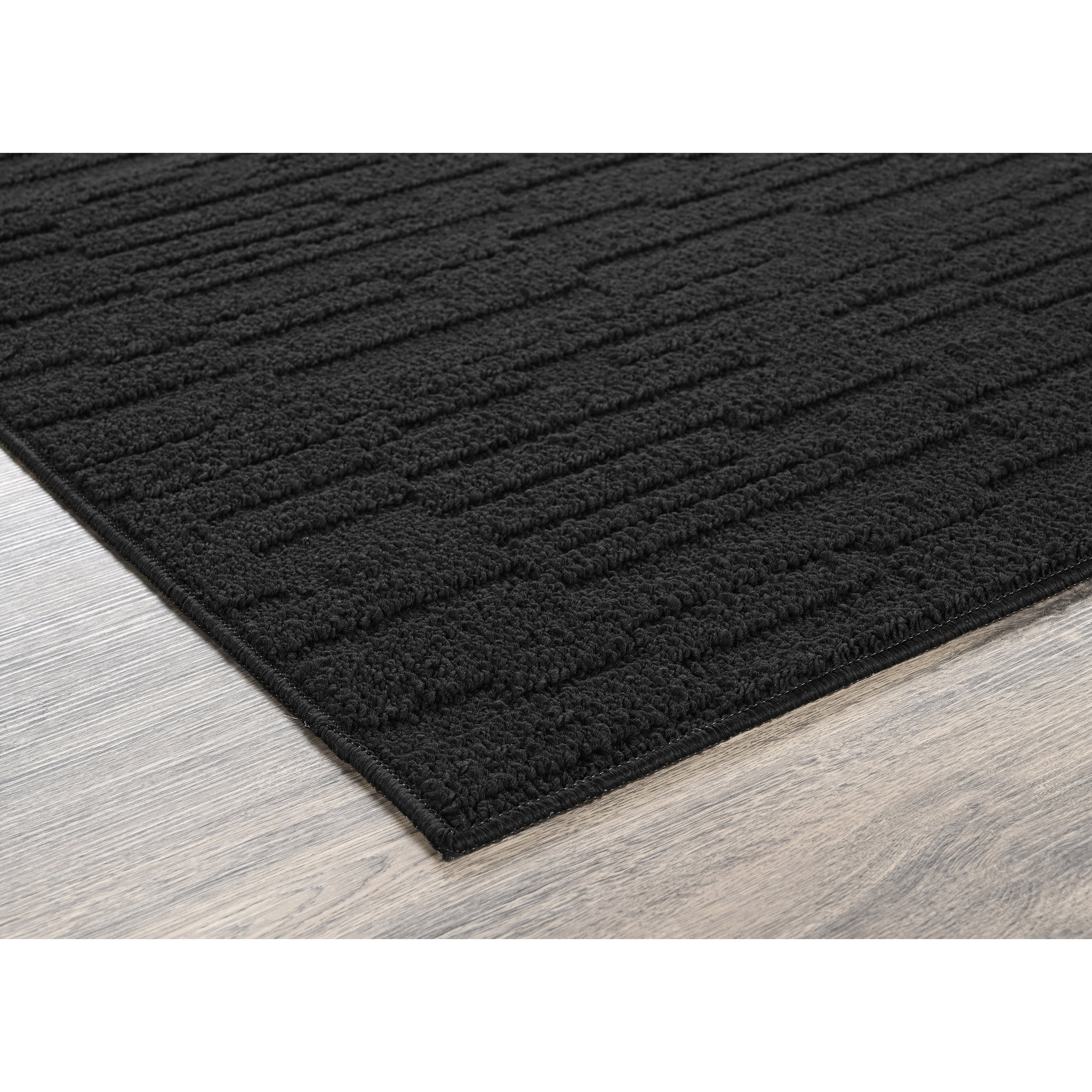 Garland Rug Brentwood Pixel Black Indoor Runner Rug, 3' x 12'