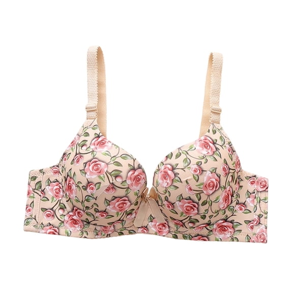 Aofany Underwire Bras For Women Push-Up Flower Printed Supportive Comfortable Everyday Bras With Adjustable Straps, 36B-42B