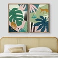 thumbnail image 3 of IDEA4WALL Framed Canvas Print Wall Art Set Jungle Cheetahs with Tropical Monstera Leaves Modern Wall Decor Bohemian Nature Artwork for Living Room, Bedroom, Office - Natural 24"x36"x3, 3 of 5
