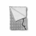 thumbnail image 2 of Moroccan Soft Flannel Fleece Throw Blanket, Art Background with a Group of Traditional Turkish Ottoman Forms Patterns, Cozy Plush for Indoor and Outdoor Use, 60" x 80", Black White, by Ambesonne, 2 of 6