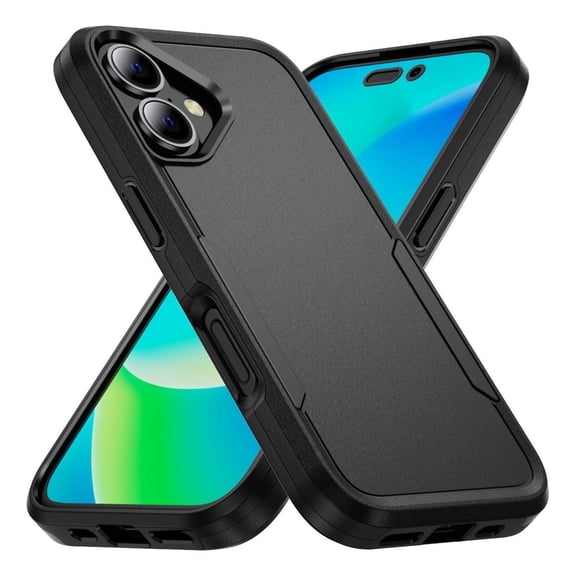 Entronix Heavy Duty Case Compatible with iPhone 16 Plus, Hybrid Hard Cover, Black