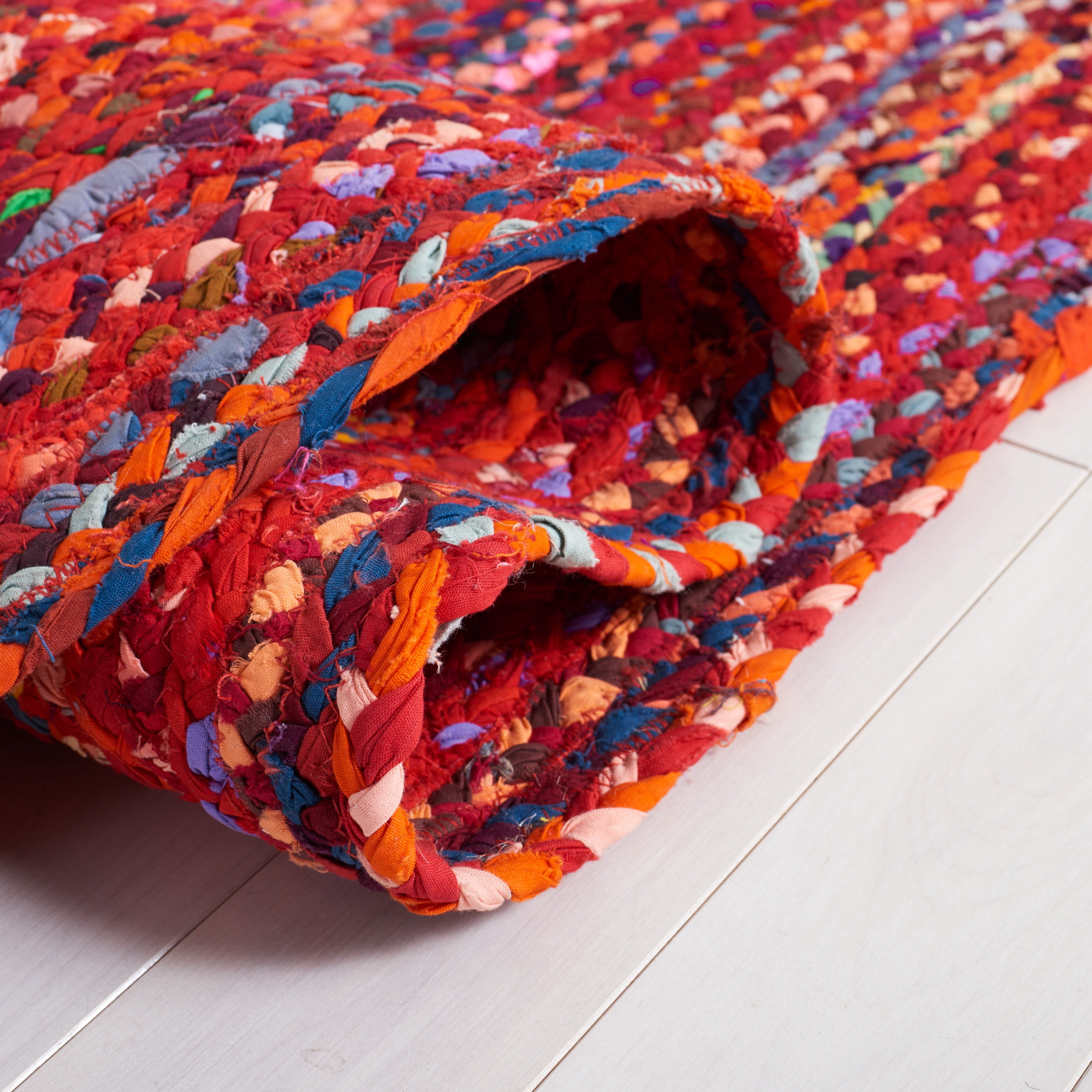 SAFAVIEH Braided Calvin Transitional Cotton Reversible Area Rug, Rust/Multi, 6' x 9' Oval