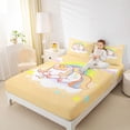 thumbnail image 4 of Feelyou Dreamy Unicorn Child Bed Sheets, Cartoon Stars Rainbow King Sheets, Cute Yellow Horse Animal Sheet Set, Breathable Home Decor, 4 Pieces, 4 of 7