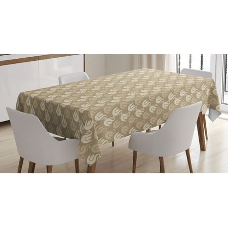 

Ambesonne Swan Tablecloth Rectangular Table Cover Abstract Curvy Silhouettes 60 x84 Pale Brown Sand Brown