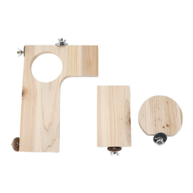 Juego de plataformas de madera de Chinchilla, plataforma de madera con agujero redondo en forma de L para hámster Chinchilla, 3 uds.
