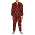thumbnail image 3 of Susaid Tomatoes And Chili Print Men's Long Sleeve Pajama Set, Two-Piece Button-Down Loungewear PJs Set, Comfortable Sleepwear for Relaxation-XX-Large, 3 of 7