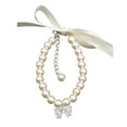 thumbnail image 2 of HEVIRGO Collier pour Chien Incrusté de Strass Nœud Pendentif Habillage Réglable Mode Collier de Perles Fausses pour Festival de Printemps, Blanc S, 2 of 10