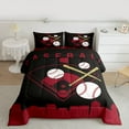 thumbnail image 2 of Homewish Modern Ball Sports Queen Comforter Set for Boys, Black Red Baseball Bedding Sets, Chic Abstract Ombre Reversible Bedding Comforter Set, Breathable Home Decor, 3pcs, 2 of 8