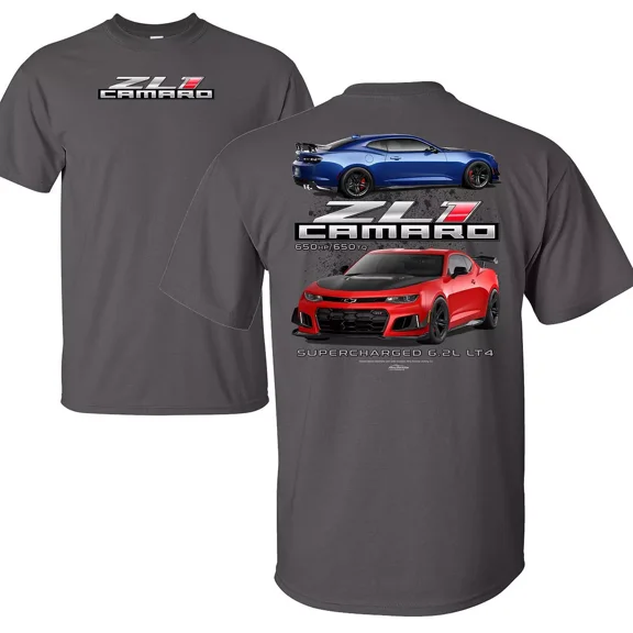 Chevrolet ZL1 Camaro 650HP Supercharged Cotton T-Shirt Gray Official Licensed L