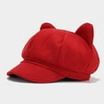 thumbnail image 3 of Cute Cat Ears Hat Classic Beret for Women - Solid Color, Elastic Band, Vintage Painter Cap - One Size, 3 of 3