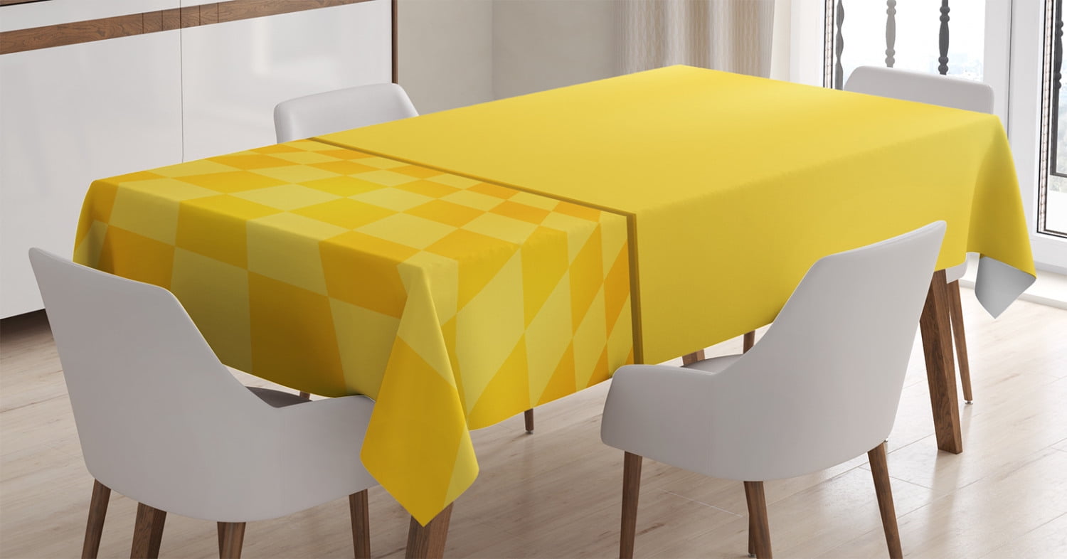 Yellow Decor Tablecloth, Shades of Lemon Yellow in Every Tone Chess