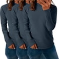thumbnail image 4 of Women's Solid Color Mock Neck Thermal Sweater, 3-Pack Soft Base Layer Tops, Mid Neck Pullover for Women, Warm Fleece Lined Knit Shirts, Value Set of Comfortable Everyday Wear Mid Neck Sweaters Green, 4 of 7