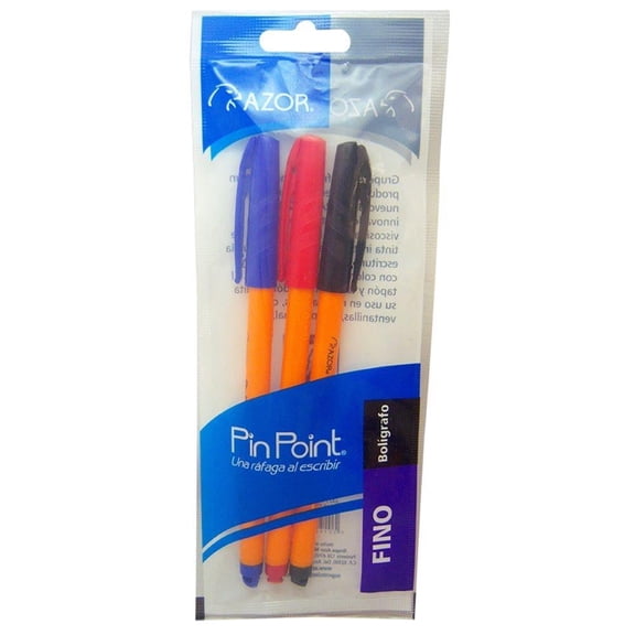Bolígrafo Azor Pin Point Punto Fino 0.7 mm 3 pzas