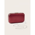 thumbnail image 6 of REMANLAND Women's Satin Evening Clutch with Chain Strap, Red, 6 of 7