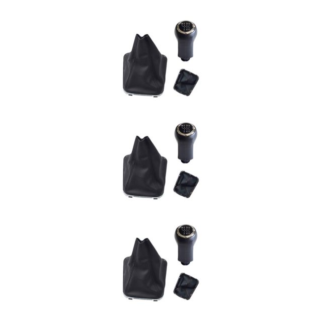 Ruiboury Black Gear Shifter With Leather Gear Shift Knob Gaiter Shoe Cover Case Easy To Install Good Surface type 2 3Set