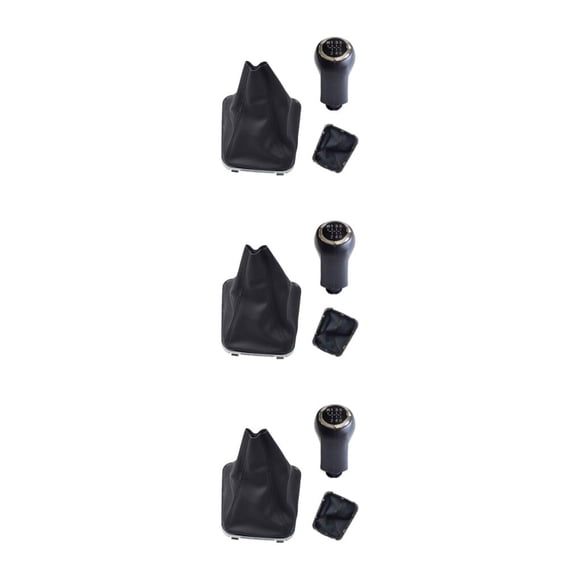 relayinert ABS And Leather Materials Gear Shift Knob Gaiter Shoe Cover Case Black Driving type 2 3Set
