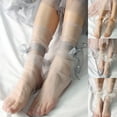 thumbnail image 5 of Womens Vintage Ultra-Thin Sheer Slouchy Ankle Socks Sweet Ribbon Bowknot Imitation Pearl Beading See-Through Mesh Tulle Loose Hosiery Stockings, 5 of 20
