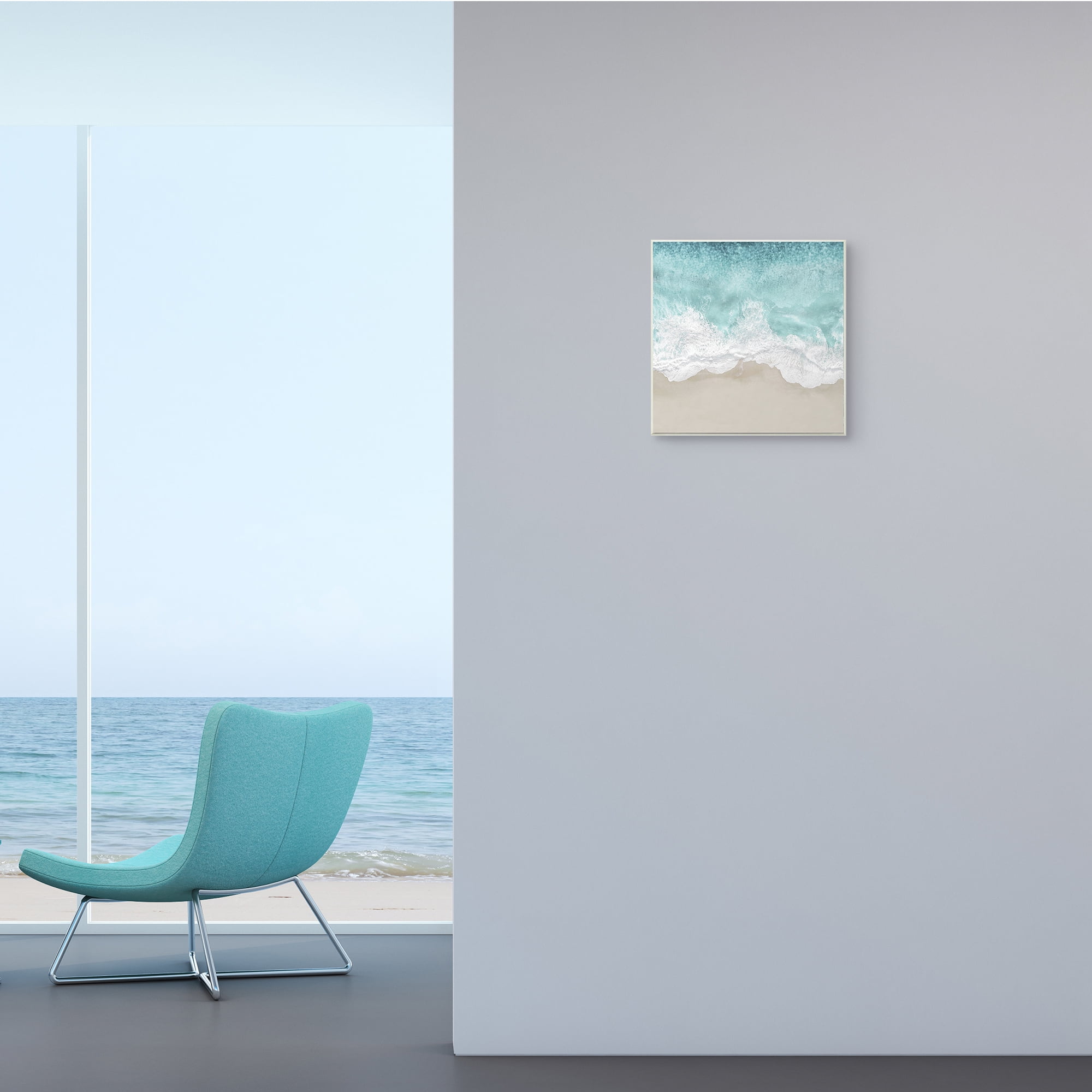 Stupell Industries Sea Foam Sandy Beach Soft Blue Coast,12 x 12,Designed by Maggie Olsen