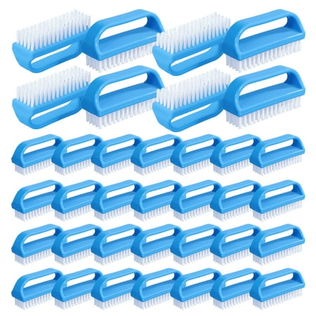 

Superio Stiff Blue Nail Brush Cleaner with Handle 36 Pack Durable Scrub Brush Clean Toes Fingernails- Hand Scrubber- All-Purpose Cleaning Brush for Home Kitchen Work- Stiff Bristles Easy to Use