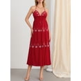 thumbnail image 3 of Biezeib Women Summer Casual Long Dress Flower Embroidery Tie-Up Halter Neck Sleeveless Dress Fashion Backless A-line Dress, 3 of 6