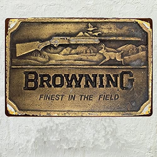 Nostalgic Metal Sign Classic Browning Sporting Arms Buck Deer Elk Hunter Hunting Guns Retro Tin Sign Plaque Wall Decor For Home Office Restaurant Garage Bar Club Farm Garage 8"x12"