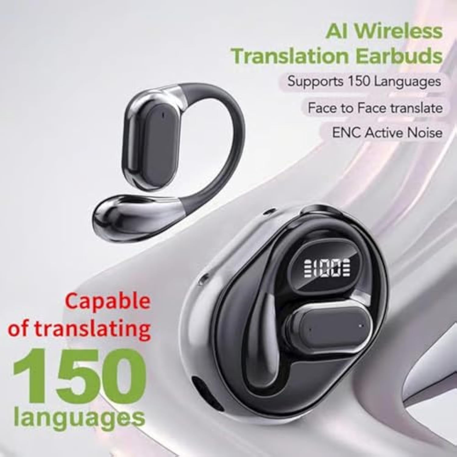 AI Translation Wireless OWS Bluetooth 5.4 Headphones, 150 Language AI Translation Earbuds, Support Playing Music Phone Calls, Real Time Translator Earbuds, for Travel Business Learning