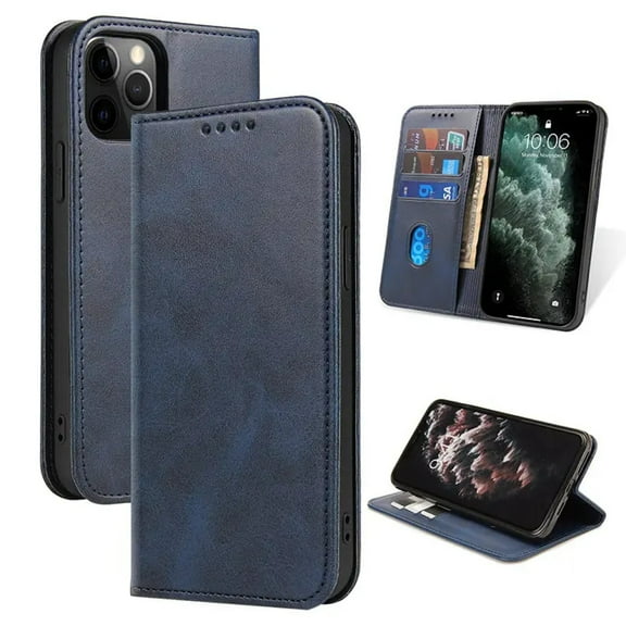 Leather Wallet iPhone 11 Pro Case (Blue) Magnetic Folio Card Slot Holder Flip Kickstand Shockproof Cover