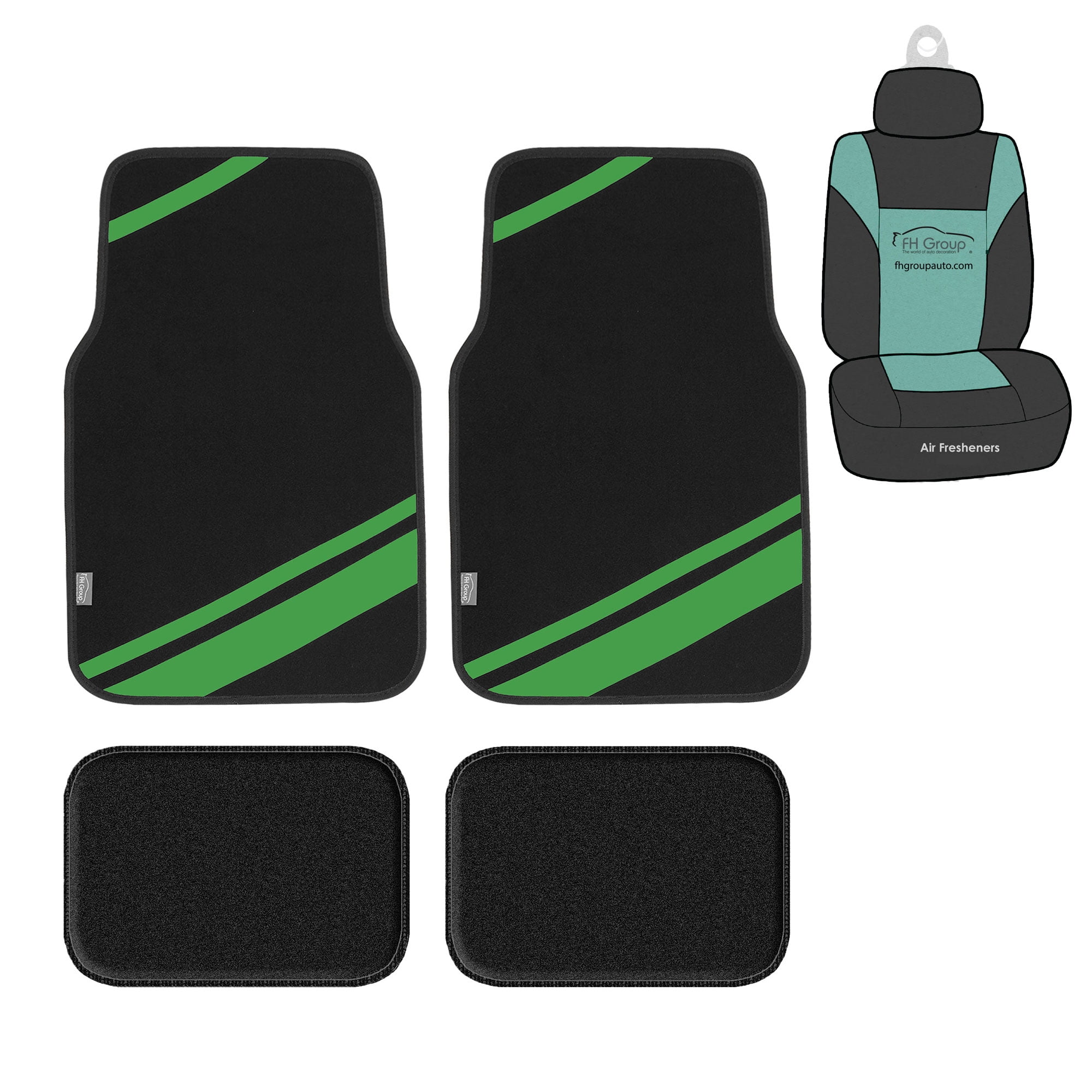 FH Group NonSlip 4Piece Carpet Green Car Floor Mats Universal Fit